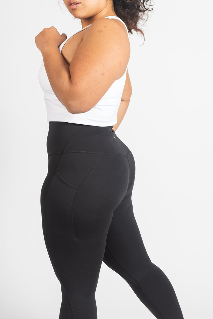 Woman wearing seamless workout undies under her tights
